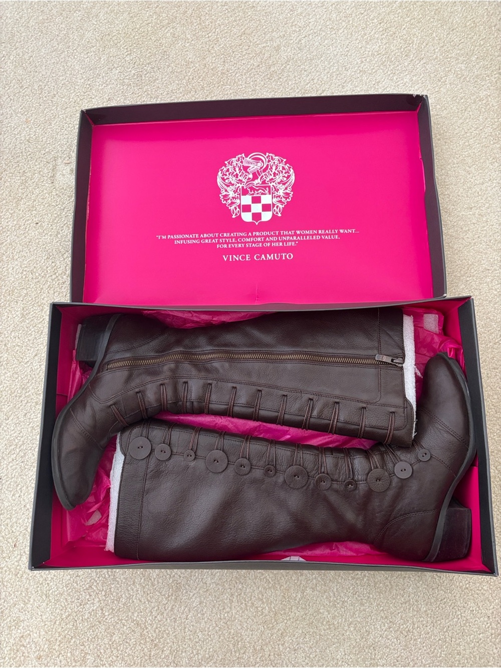 Vince Camuto Chocolate Butter Calf Leather Knee High boots 7.5